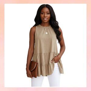 Sleeveless Tiered Ruffle Tunic Top – Chic & Flowy